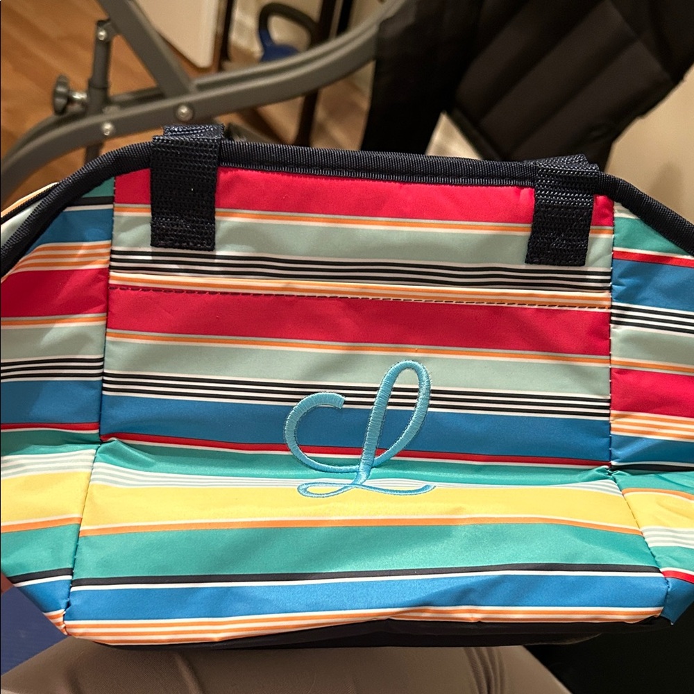 Thirty-One Multicolor Striped Cosmetic Bag